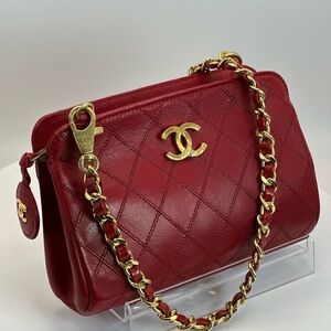 Chanel Red Quilted Leather Bag